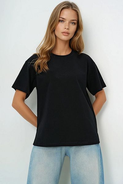 VAGGON Gât negru pentru femei - Tricou de bază