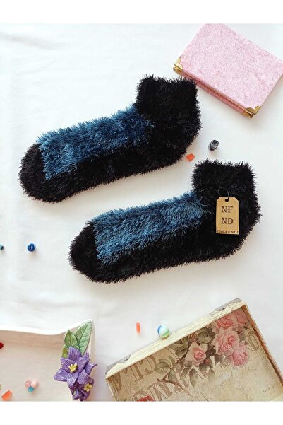 ENEFENDİ 2 чифта зимни термо чорапи с флисова подплата, безшевни, плюшени, кафе-сини, за мъже и жени, чорапи за дома и партита, размери 36-41