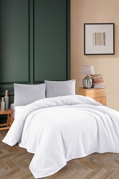 Formeya Buntes Wafer-Muster, doppelte Piqué-Tagesdecke, Hotel-Piqué, 200 x 230 cm