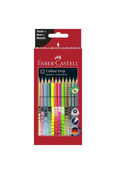 Faber Castell Set of 12 Colored Pencils, Faber-Castell, Grip, Multicolor
