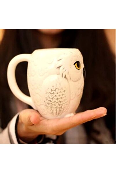 hediyesahibi كوب ومشروب غازي بتصميم بومة ثلاثية الأبعاد من السيراميك بتصميم ح...