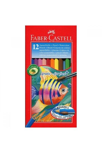 Faber Castell Set of 12 Faber-Castell watercolor colored pencils, with brush