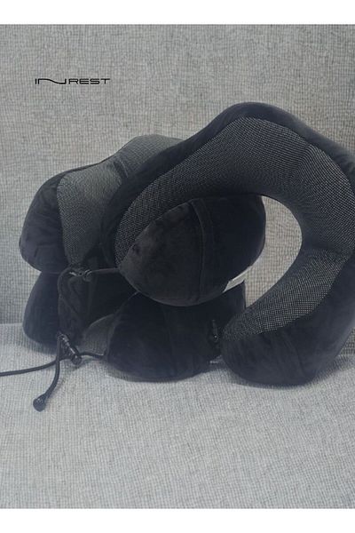 INREST Soft Portable Neck Pillow Outer Material Microfibre 100% Brown And Black