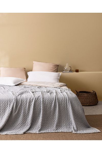 Madame Coco Grania King Size Cotton Bedspread - Blue
