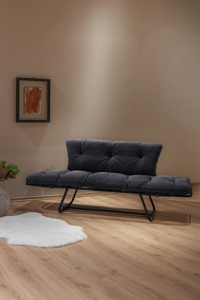 Berta Concept Bhusra Yatak Olabilen Mekanizmalı Ikili Kanepe Kolları Açılan Yataklı Koltuk Füme