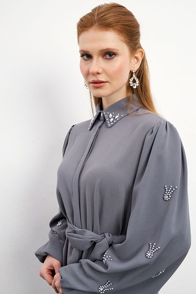 VAVİNOR Leora Gray Tunic-Pants Suit