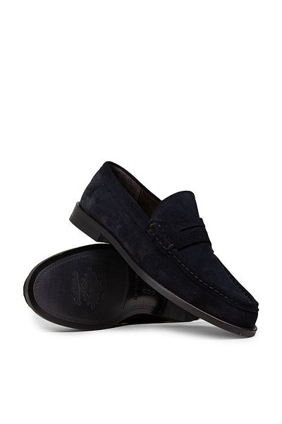 Deery Men's Genuine Suede Navy Blue Loafers