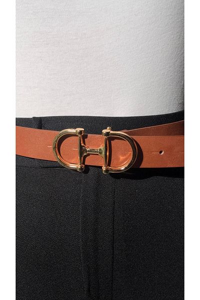 Eataly Shoes Ζώνη με διπλή πόρπη 3cm Tan