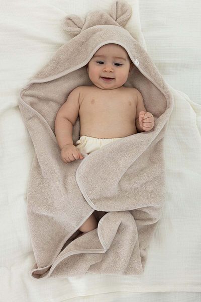 İrya Tiny Bear Organic Cotton Baby Swaddle Beige 75X75