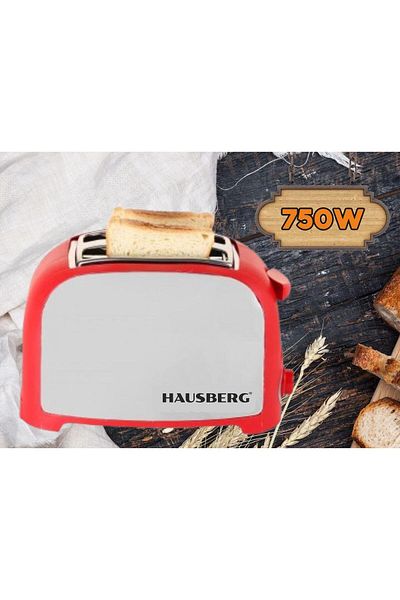 Hausberg Hausberg toustovač na 2 plátky, HB-190RS, 750 W, automatická spoušť, červená