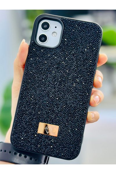 Go Aksesuar حافظة سيليكون متوافقة مع هاتف Iphone 12 و12 Pro بتصميم ماسي لامع ومرصعة بأحجار الراين