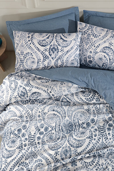 Enlora Home Mature Nevresim Seti Çift Kişilik Loop Mavi