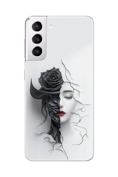 Dali Design Samsung Galaxy S21 Compatible Transparent Case Aesthetic Face 4 D...
