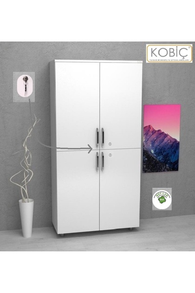 KOBİÇ KOBİÇ OFİS DOSYA DOLABI KİLİTLİ TAM KAPAK MDFLAM DOLAP 70X35X150 CM (BE...