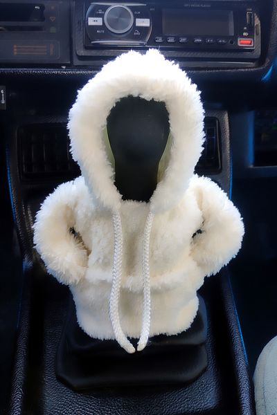 Bundera Ecru Plush Hoodie - Gear Knob Ornament with Capsule - Automobile Accessory