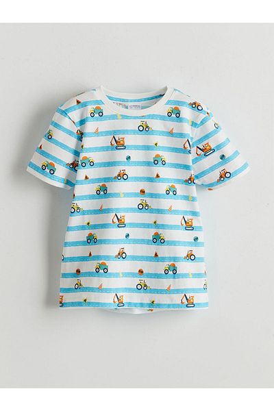 LC Waikiki Lcw Kids Ecru Printed Boys Shorts Pajama Set