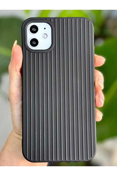 Go Aksesuar İPhone  12 ve 12 pro Uyumlu 3d Serrated Kabartma Mat Silikon Kılıf