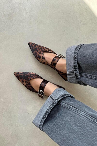 STRASWANS Bruno Γυναικεία Ζώνη Λεπτομέρεια Σατέν Μπαλαρίνα Leopard