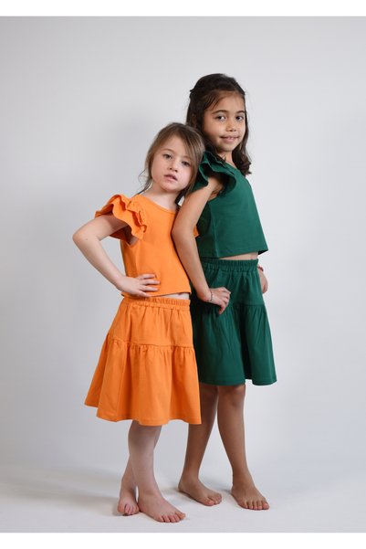 I.ZOYA Girl's Crop and Skirt Set 2-8 Years Cotton