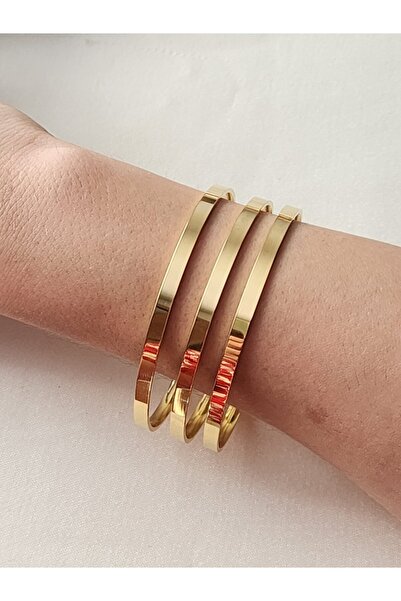 Vitastyle Altın Renk 3 Adet Set Kalın Ajda Bilezik