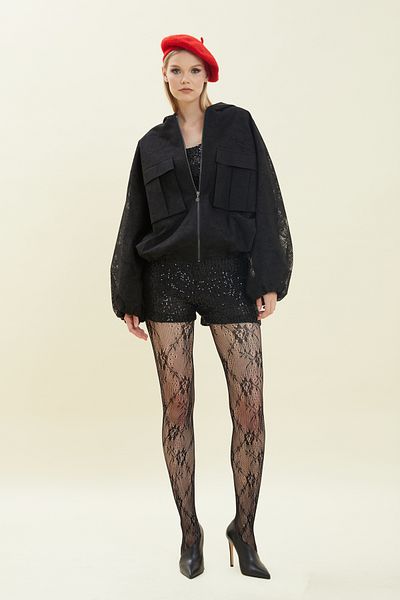VERDA Short Jacket with Lace Detail