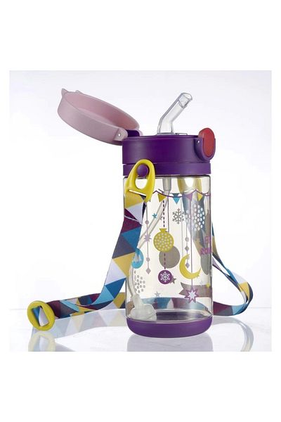 Rovco Vagonlıfe Children's Water Bottle with Straw / Without Straw with Strap B1040 330 ml 6 Months