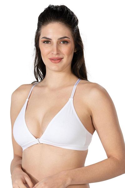 Emay Αθλητικό σουτιέν White Mi 1416 Modal Cotton με άνοιγμα μπροστά