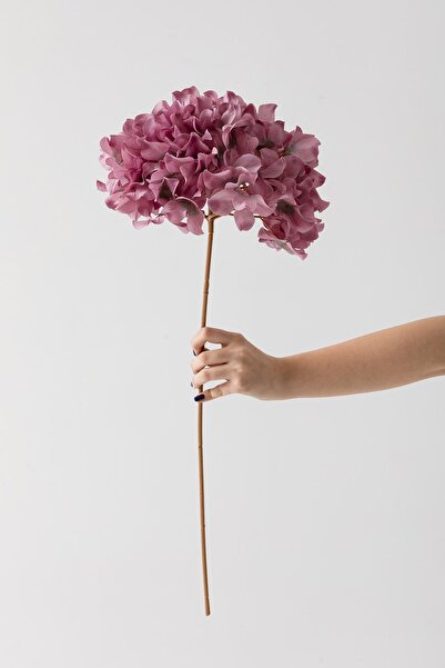 Güleç Yapay Çiçek Yapay Vazo Çiçeği Ortanca 75 Cm 5 Dal Gül Kurusu