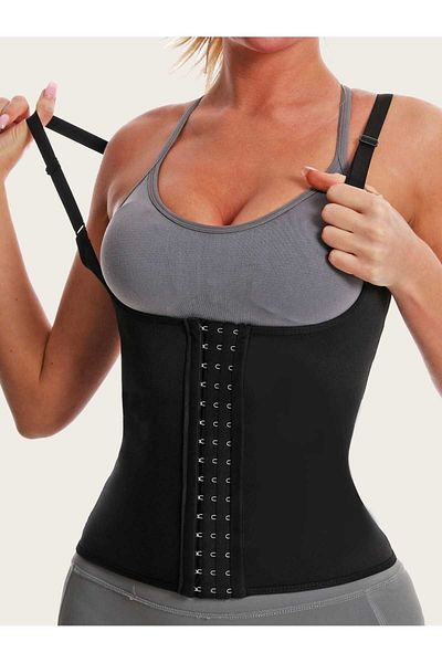 MİSTİRİK Corset sport Trigoso Black Latex - cu bretele, model pentru talie, 4 trepte