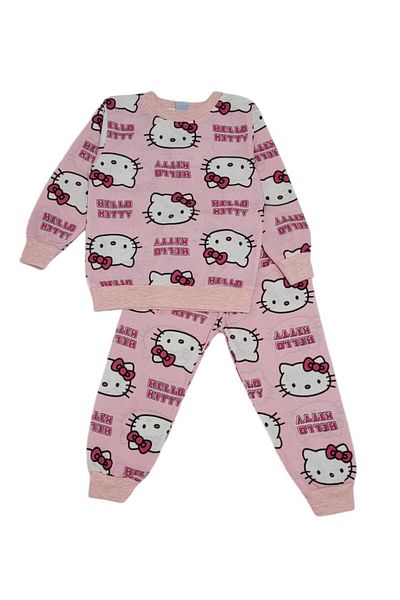 demir kids Girl's Hello Kitty Printed Seasonal Cotton Pink Pajama Set