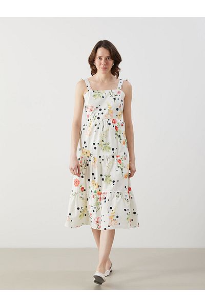 LC Waikiki Lcw Comfort Mixed Floral Bow Women's Midi Dress