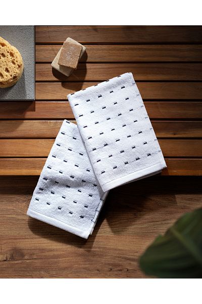Madame Coco Leroy 2 Pack 100% Cotton Hand Towels - White