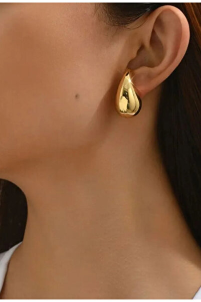 Ervalina Tombul Küpe Italyan  Gözyaşı Damlası Küpe Altın Rengi 1402