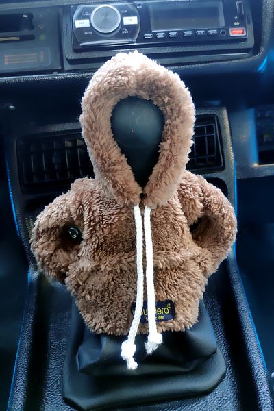 Bundera Coffee Plush Hoodie - Car Gear Shift Knob Ornament with Door Automobile Accessory