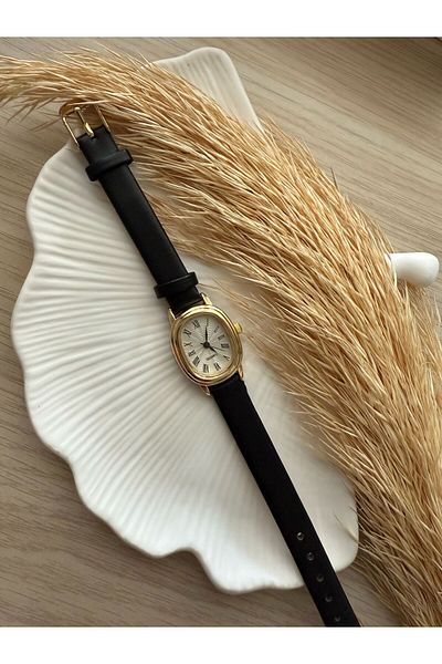 QUARTZ Rubsey Minimal Vintage Women Wristwatch Retro Leather Band 1 Pcs Gold Case
