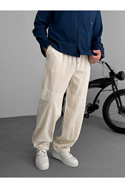 BYBASICMAN Bej Dikişli Rahat Baggy Pantolon JJ-96