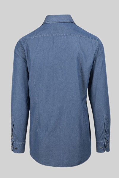 BOSS Slim Fit Erkek Jean Gömlek Mavi