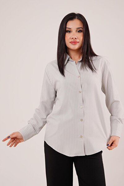 Hipo Trend Тонка лінія Детальна кнопка Сіра сорочка