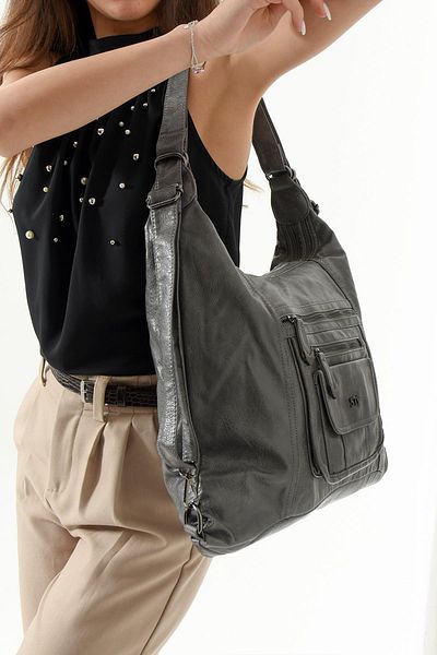 571 Collections Çanta Faux Leather Backpack Gray (Model: 571-13-13m)