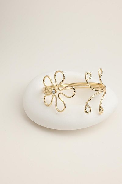 Modex Gold Color Clover Stone Detail Adjustable Arm Accessory (Diameter