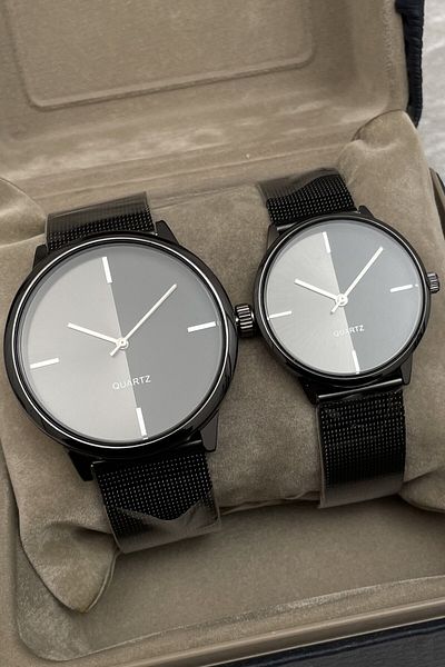 Leerybee Stylish Couple Quartz Watch (Two Pieces) with Special Box Nk-12