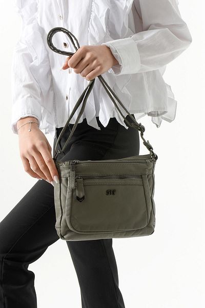 571 Collections Çanta Gray Faux Leather Shoulder Bag (Model: 571-13-10J)
