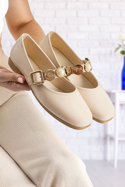 CARLA BELLA Women's Ballerinas Comfortable and Stylish Cream Ballerinas Orthopedic Women's Daily Ballerinas