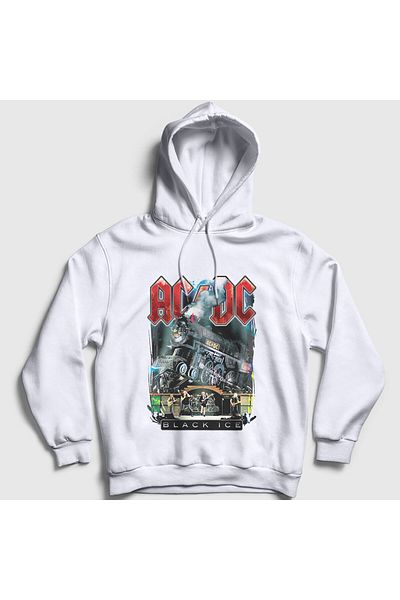 Presmono Λευκό και μαύρο φούτερ με κουκούλα Unisex Ice Train - AC/DC 6029TT