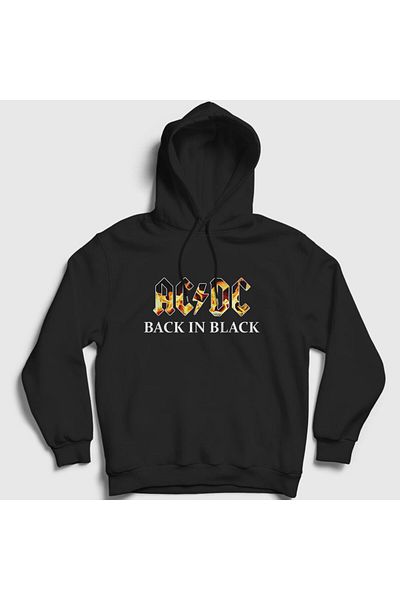 Presmono Μαύρο φούτερ Unisex με κουκούλα - Fire Ac/dc 5773tt