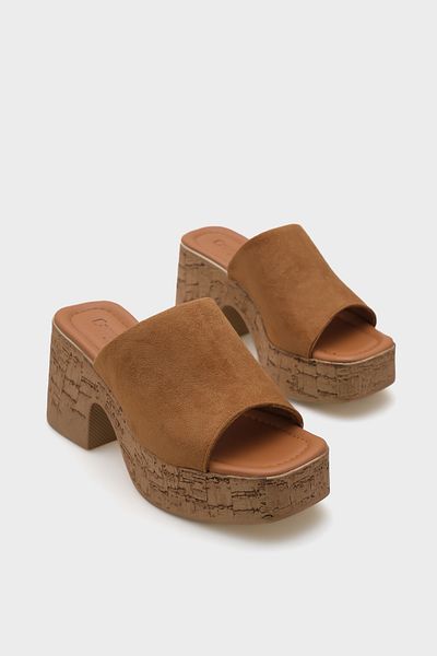 Capone Outfitters Plateau-Damenhausschuhe aus Wildleder mit einem Riemen