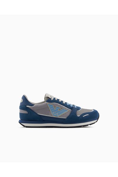 Emporio Armani Men's Erde Tükenmese Sneaker with Seat Blue-White X4X537 Xn730-U551