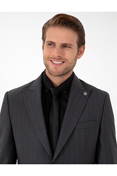 Pierre Cardin Antrasit Slim Fit Yün Takım Elbise 50291972-VR006