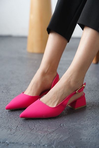 MODAADAM Pantofi cu toc joasă cu cataramă Efect pentru damă - fucsia