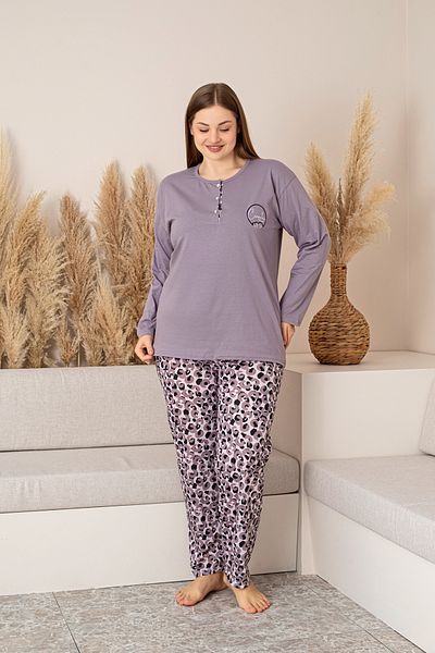 nisaNCa Set de pijama pentru mamă cu mânecă lungă 100% bumbac de mărime mare - Seria specială pentru mamă